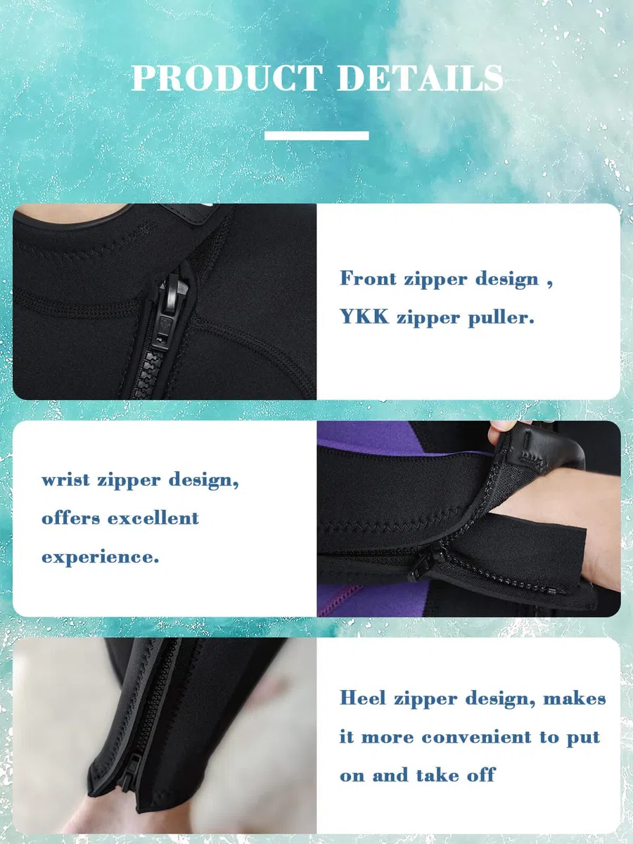 Muta in neoprene da 3 mm, per immersioni subacquee a tutto il corpo, cerniera frontale, a maniche lunghe, elasticizzata, per nuoto, snorkeling, immersioni, surf, sport acquatici