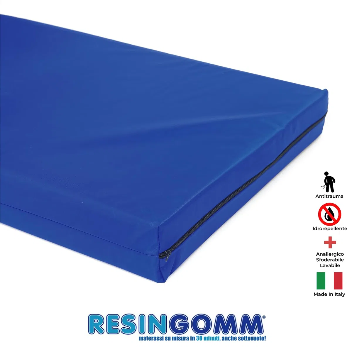 Materasso di Caduta Resingomm per scuole di sport – Crash Mat da Allenamento (100-200-10/120-200-10/140-200-10 cm) – Alta Densità 30 kg/m³ – Rivestimento Idrorepellente Made in Italy