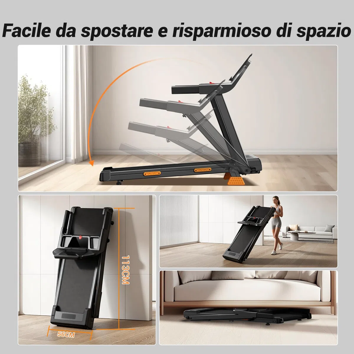 LONTEK Tapis Roulant Salvaspazio con Inclinazione 15%, Tapis Roulant Elettrico 12KM/H, Tapirulan Pieghevole da Casa con Motore da 3.0 HP e Display LED, Carico Massimo 136KG