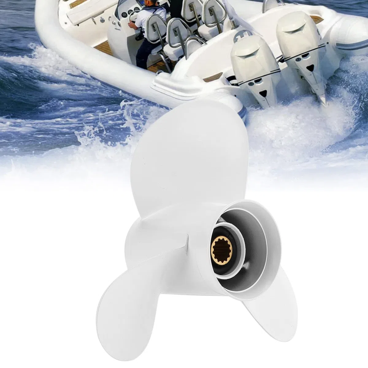Elica Fuoribordo in Alluminio - Sostituzione Dell'elica Fuoribordo Marino a 3 Pale per Motori Fuoribordo Yamaha 25‑60HP, 13 Denti, DX