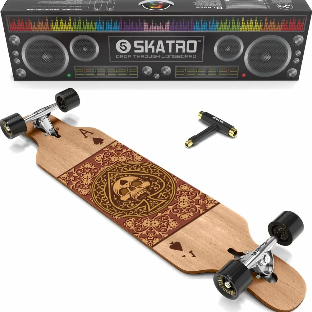 SKATRO Skateboard Longboard Freeride - Include Chiave Multifunzione T-Tool