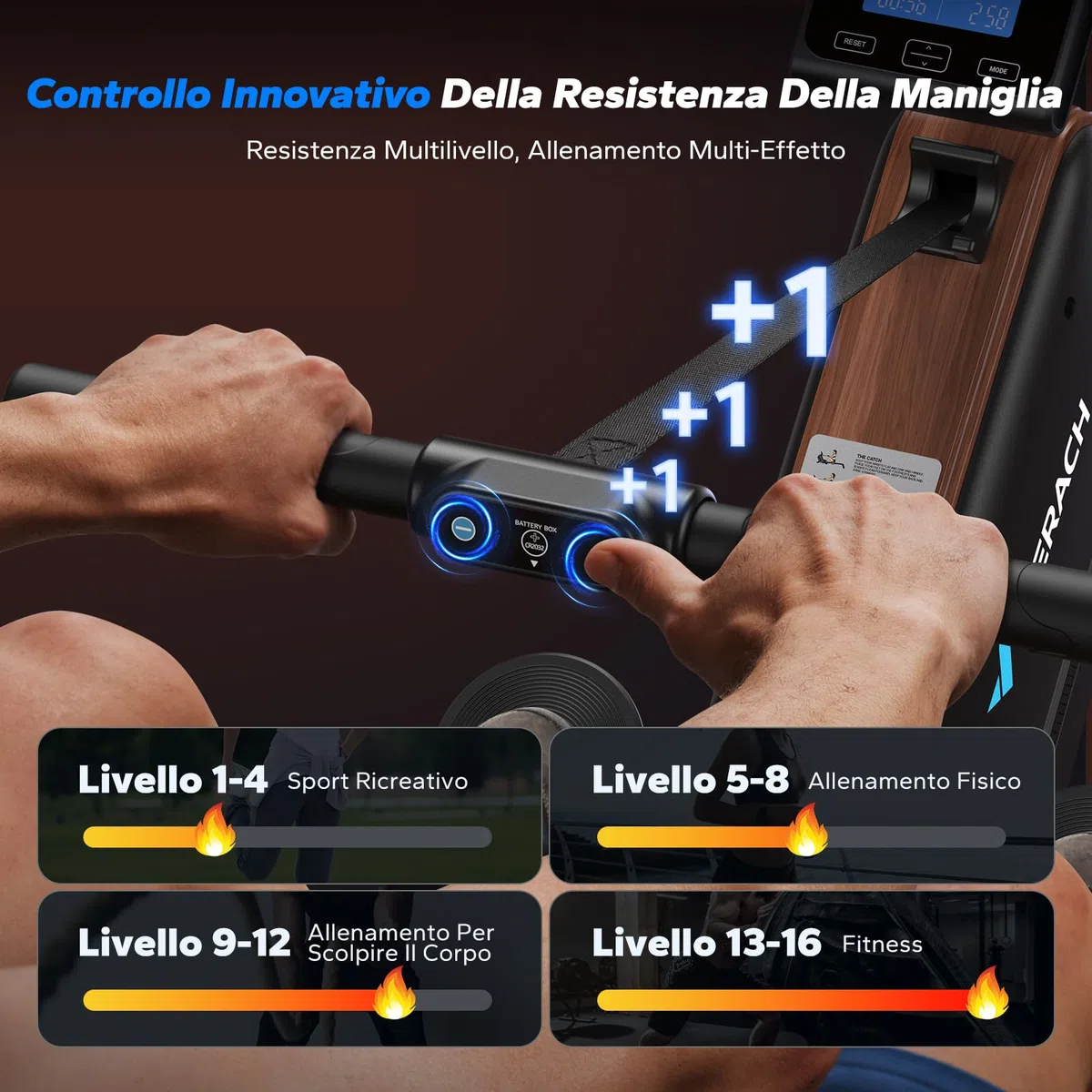 MERACH Vogatore per Casa, Vogatori Magnetici Silenziosi, Binari Migliorati ed Espansi da 130 cm per Movimenti più Liberi, Dotato di APP Esclusiva