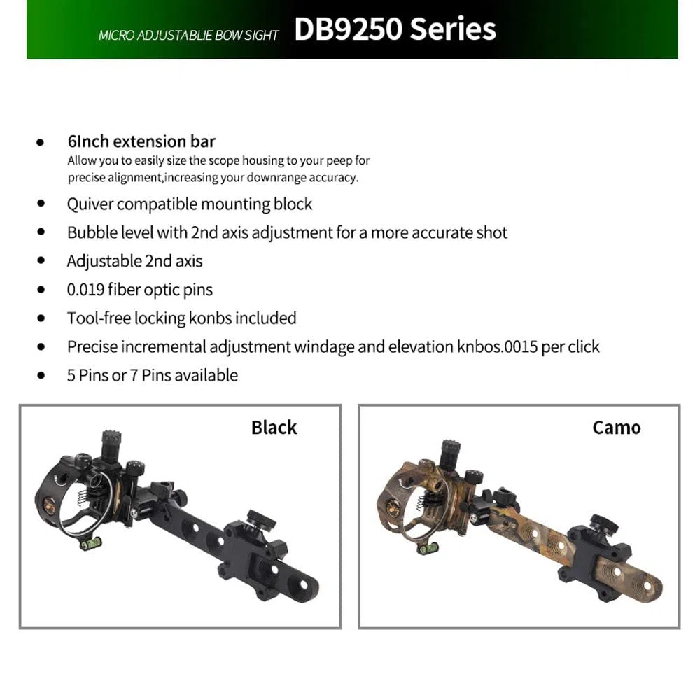 Mirino per Arco 5/7 Pin Mirino Retina Mirino da Micro Regolabile con Arco Viesier Dispositivo di Mira in Lega Leggera di Alluminio Mirino per Arco Composto Tiro con L'Arco