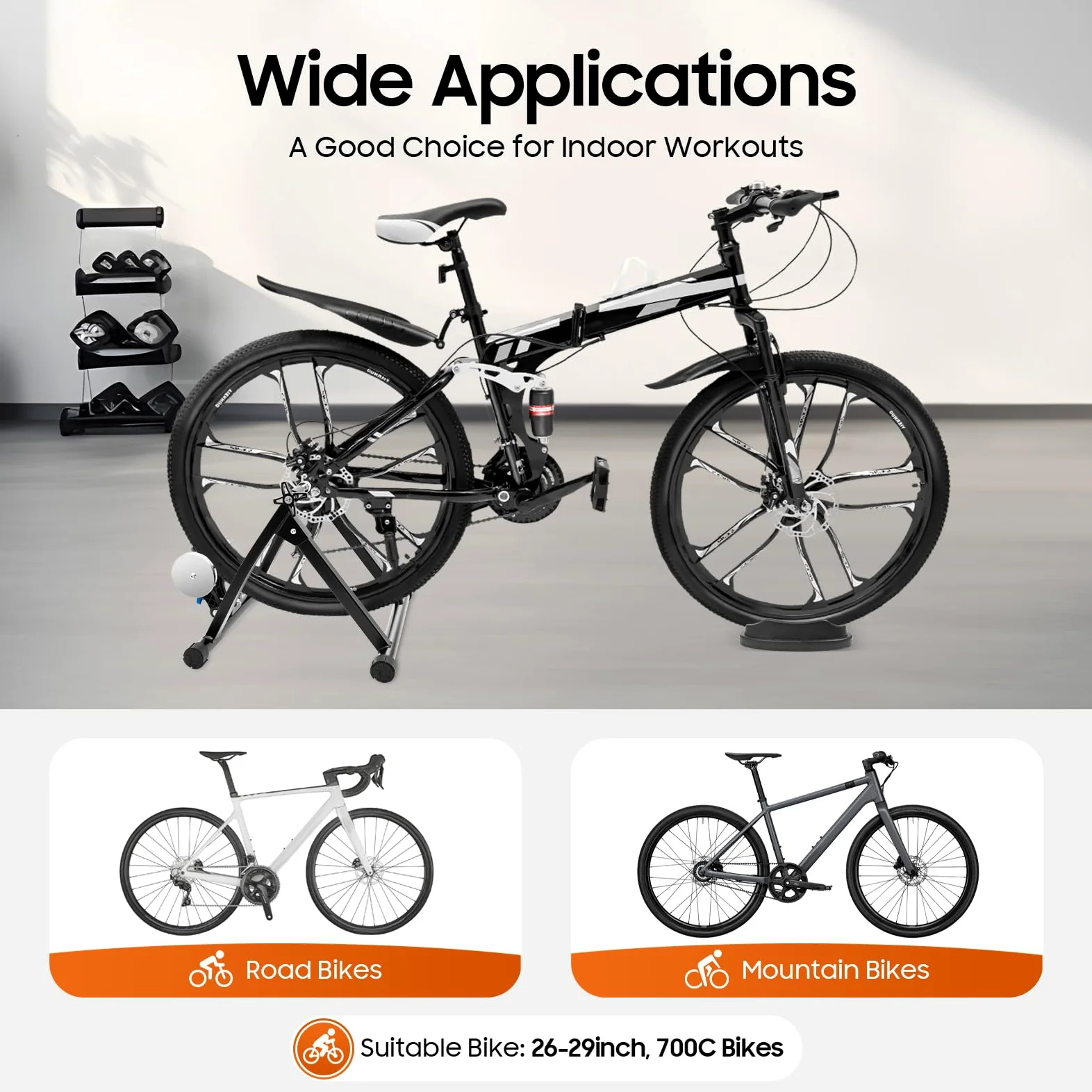 Supporto per bicicletta, allenamento a rulli per bicicletta, portata 150 kg, per bici da 26 – 29 pollici e bici da 700 C