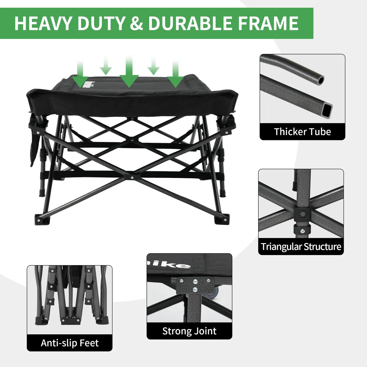 Naturehike Lettino Da Campeggio Pieghevole, Con Cuscino Lettino Da Campeggio 190 X 70 X 48 Cm, Contiene Uno Strato Trapuntato Spesso 3 Cm, Capacità Di Carico A 150 Kg, Poltrona Lounge Portatile