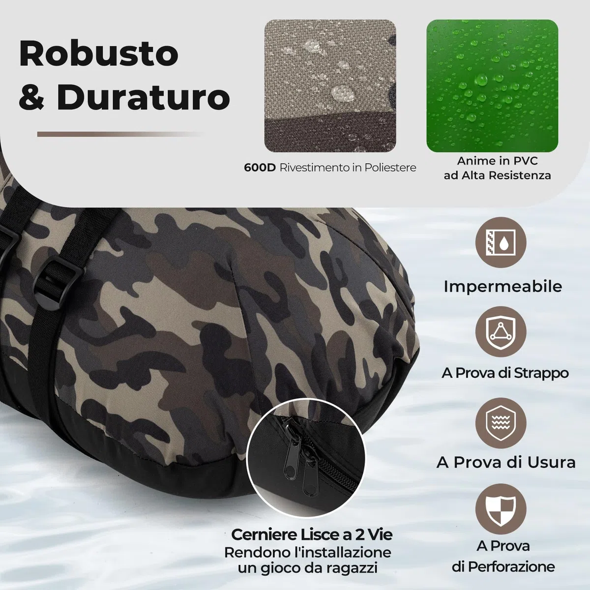 COSTWAY Barca Gonfiabile da Pesca, Belly Boat Portatile con Portacanna Regolabile, Supporto per Ami, Pagaia in Alluminio, Pinne, Pompa e Kit di Riparazione, Portata 150 kg