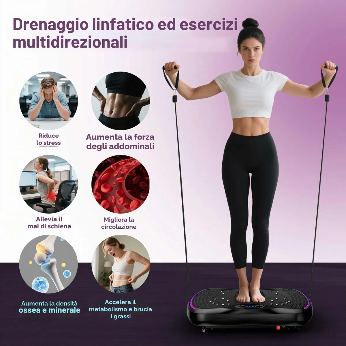 Pedana Vibrante Dimagrante, Piastre Vibranti 3D per la Perdita di Peso e il Drenaggio Linfatico, 200 Velocità Regolabili, Peso Massimo 400 Lbs, Piattaforma per il Fitness a Casa