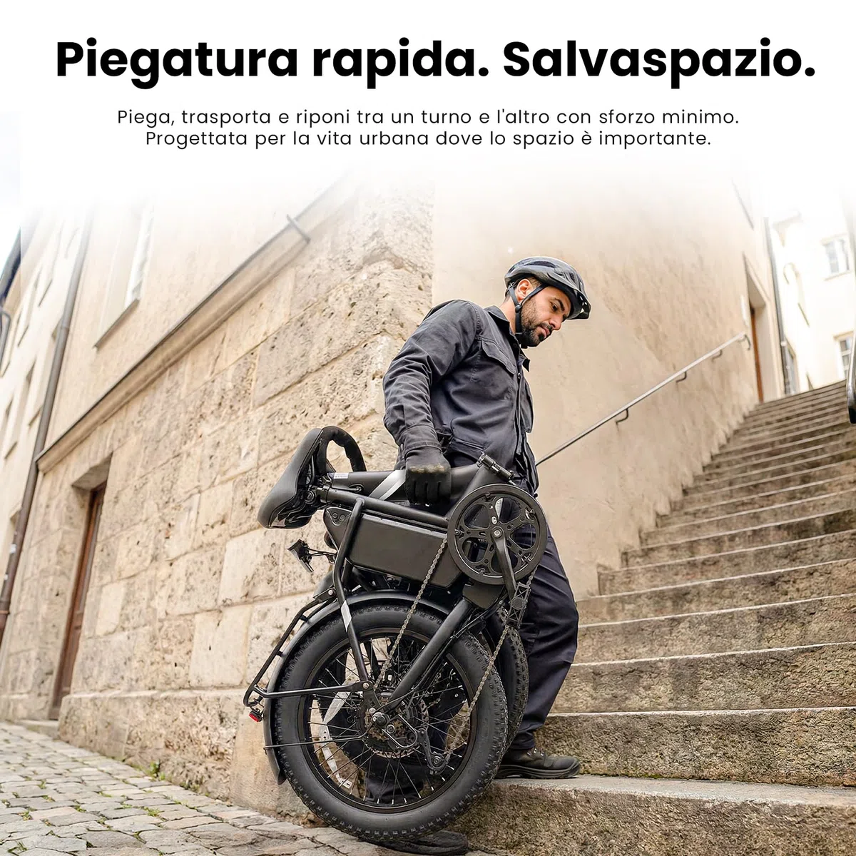 Touroll Bicicletta Elettrica, S3/S3 Pro Bici Elettrica pieghevole, 20"×3.0" fat bike elettrica, Autonomia 195 KM, Forcella Ammortizzata,Batteria Rimovibile