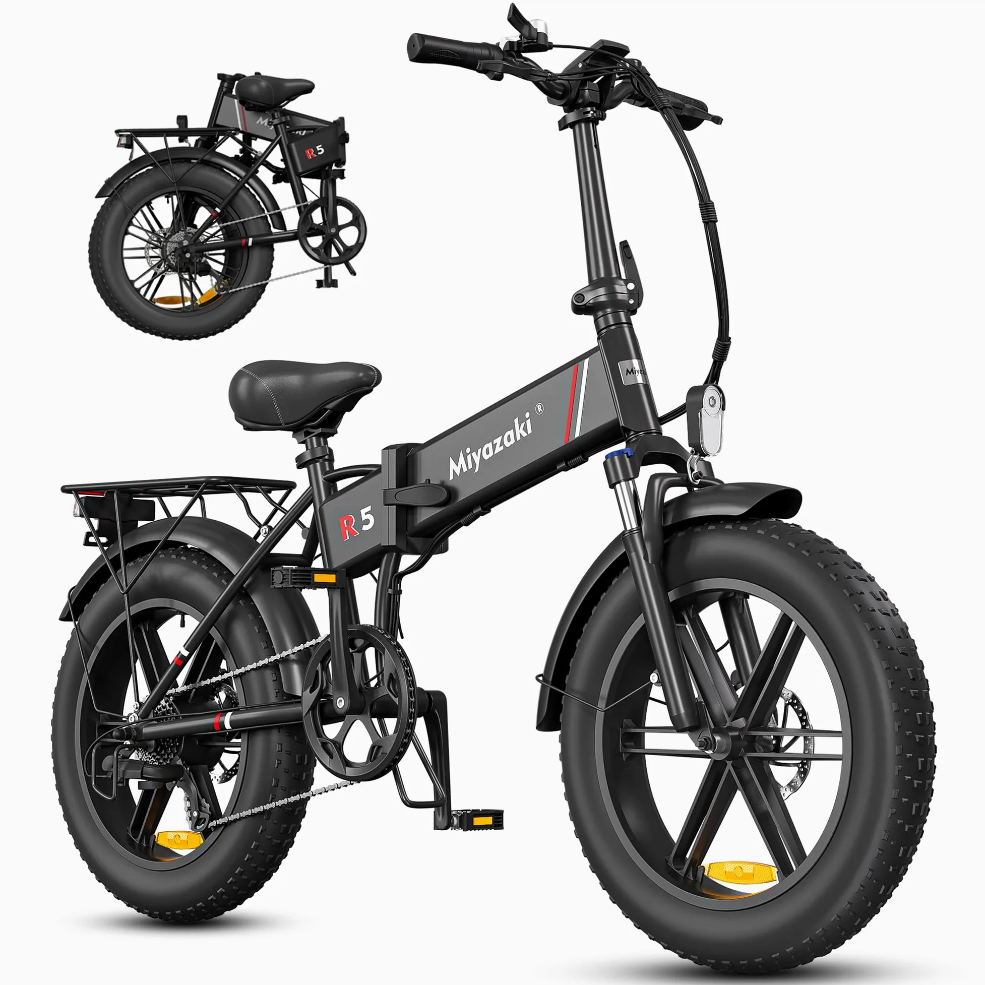 Miyazaki Bicicletta Elettrica Pieghevole per Adulti – Ebike con Motore Brushless – Batteria Rimovibile 48V 14Ah – Bicicletta Elettrica Pieghevole con Pneumatici Fat 20"×4.0" – Telaio in Alluminio Aero