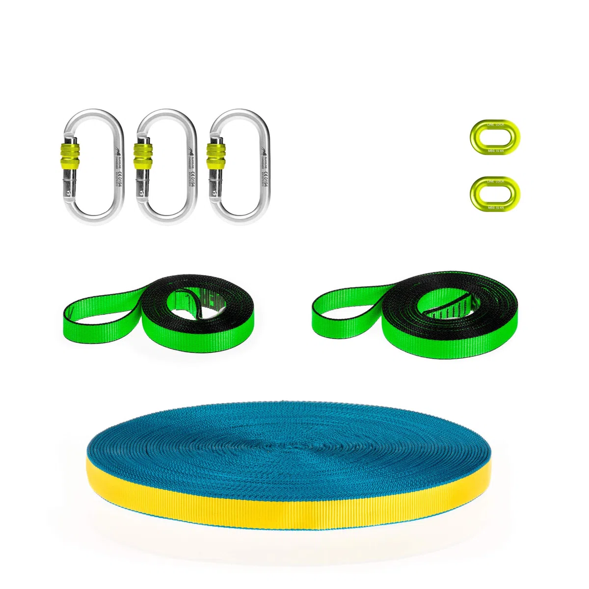 Longline Slackline Kit - Primitive 30 - Contiene Linea da camminata, Moschettoni, Anelli e Sling per tendere e Sacca da trasporto - Set Completo Lunghezza 30m