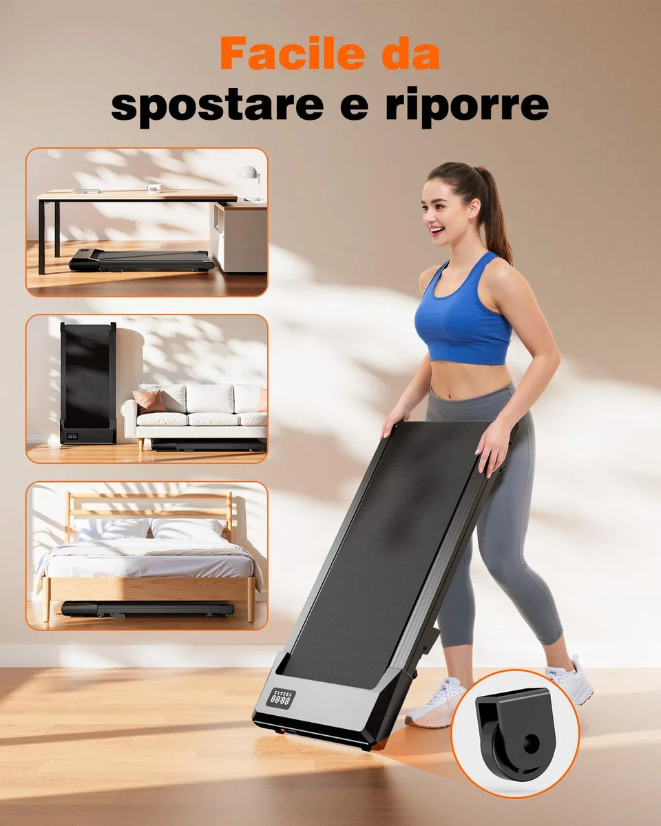 Superun Raceable Walking Pad Suitable for High-Tech Machines, 136 kg Capacity Desk Treadmill, Treadmill with App Control with Training Courses and Multi-Runner Racing