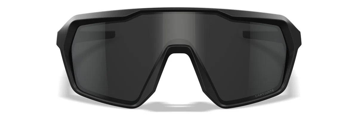 Wiley X Citadel Shield, occhiali da sole di sicurezza per uomini e donne, protezione UV per tiro, pesca e ciclismo, montatura nera opaca, lenti grigie accattivanti
