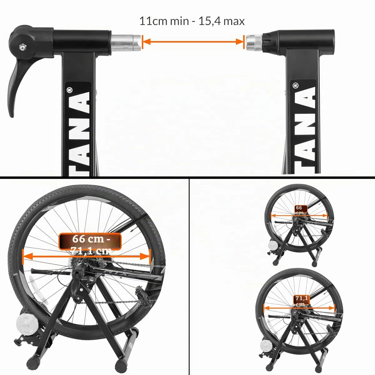 Rullo Magentico per Bicicletta 150kg in Acciaio 6 Livelli Pieghevole 26-28' Allenamento a Casa Bici Indoor