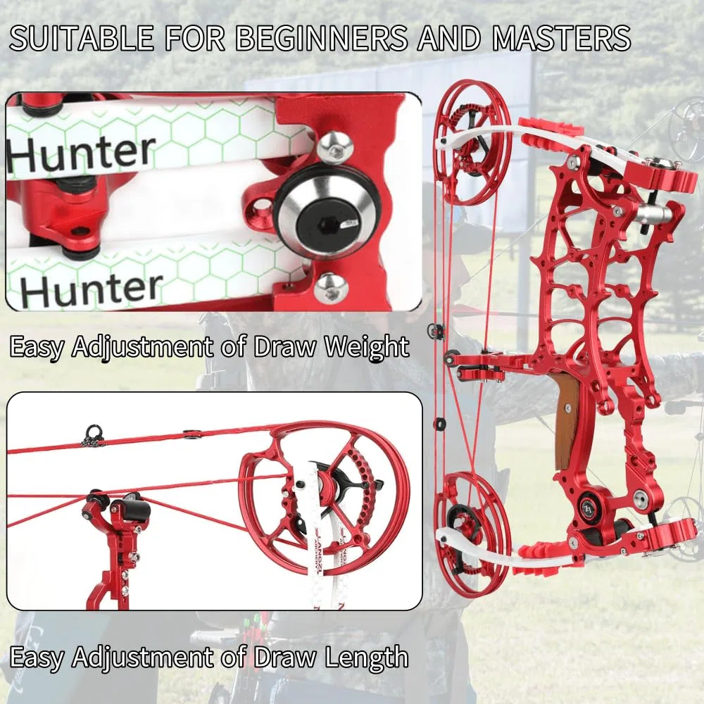 30-75 Lbs Arco Composto Spara Freccia e Sfera D'acciaio 330 fps Caccia Auto CNC Lavorazione Adulti Mano Sinistra/Destra Tiro con l'Arco