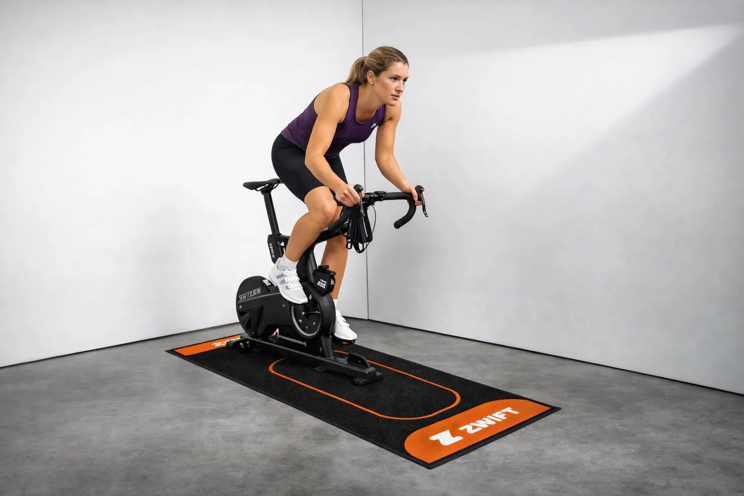 SIXTEN 65 x 180 Zwift - Tappetino per cyclette a casa, resistente alle vibrazioni e al rumore, protezione del pavimento per ciclismo indoor, durevole ed ecologico