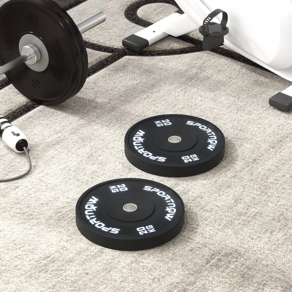 SPORTNOW Set di 2 Dischi Palestra da 10/20kg, Dischi per Bilanciere e Manubri con Attacco Ø5 cm per Allenamento a Casa e Palestra, Nero
