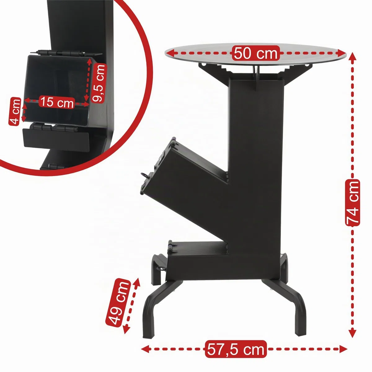 BBQ-Toro Forno a razzo con piastra grill Ø 50 cm | RAKETE #7 | Rocket Stove in acciaio da 2,8 mm di spessore, barbecue a legna | Barbecue da campeggio con piastra grill, fornello da campeggio, forno