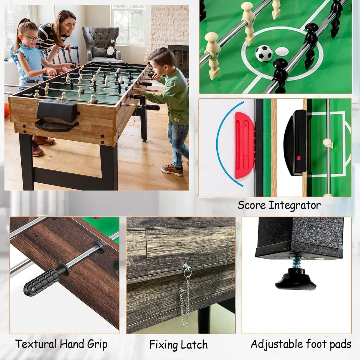 5 IN 1 Tavolo da gioco multifunzione, tavolo da gioco sportivo combinato per bambini Tavolo da biliardo,biliardino,ping pong,air hockey e pallacanestro con tutti gli accessori Grande regalo per