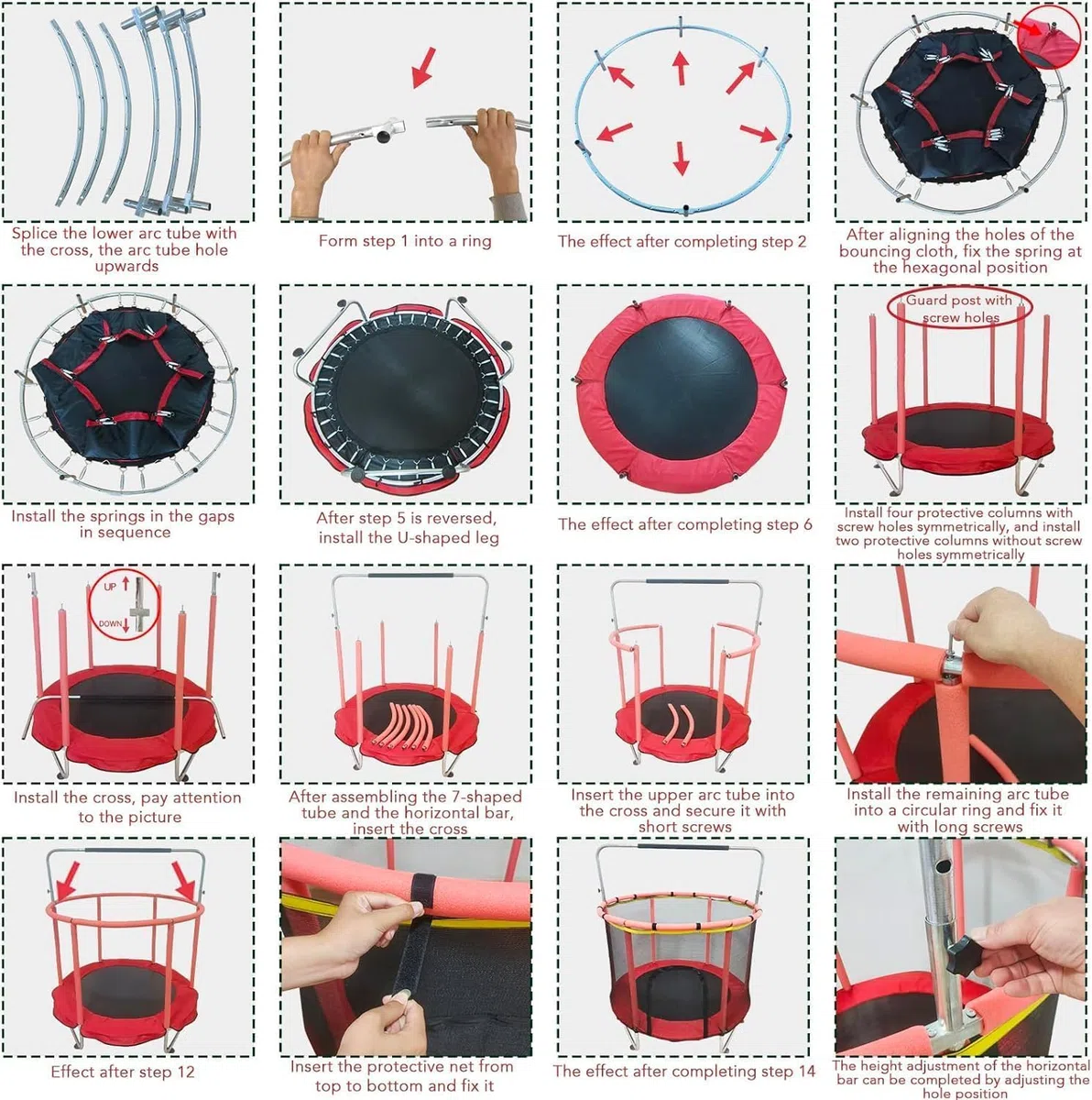 Trampolino per bambini, regolabile, con canestro da basket, 200 kg, per interni ed esterni, con recinzione
