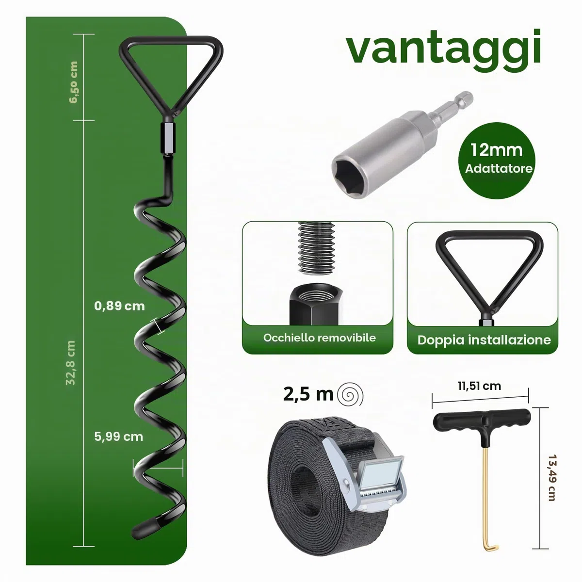 Ancoraggio a terra, 4 pezzi, resistente, resistente al vento, con cinghie