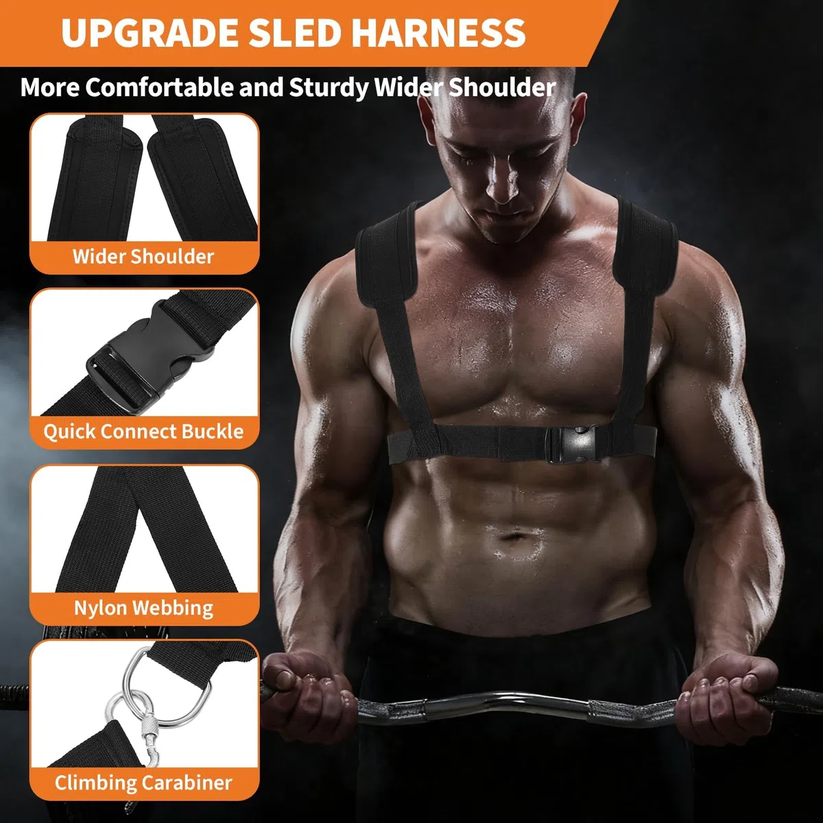 Garvee Slitta da Allenamento Professionale 550LBS per Forza e Velocità – Maniglia Regolabile a 5 Livelli – Compatibile con Dischi da 1''/2'' – Sled Push & Pull per Football Lineman e Palestra –