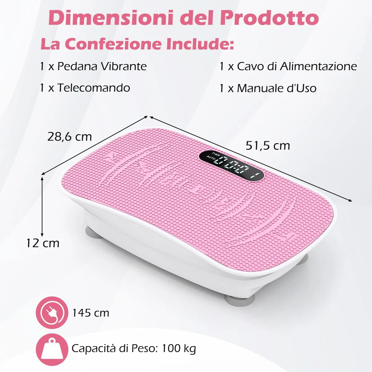 COSTWAY Pedana Vibrante Dimagrante, Piastra Vibrante con 10 Livelli di Vibrazione e Timer, Schermo, Telecomando, Superficie Antiscivolo e 4 Ventose, Allenamento Modellamento Muscolare