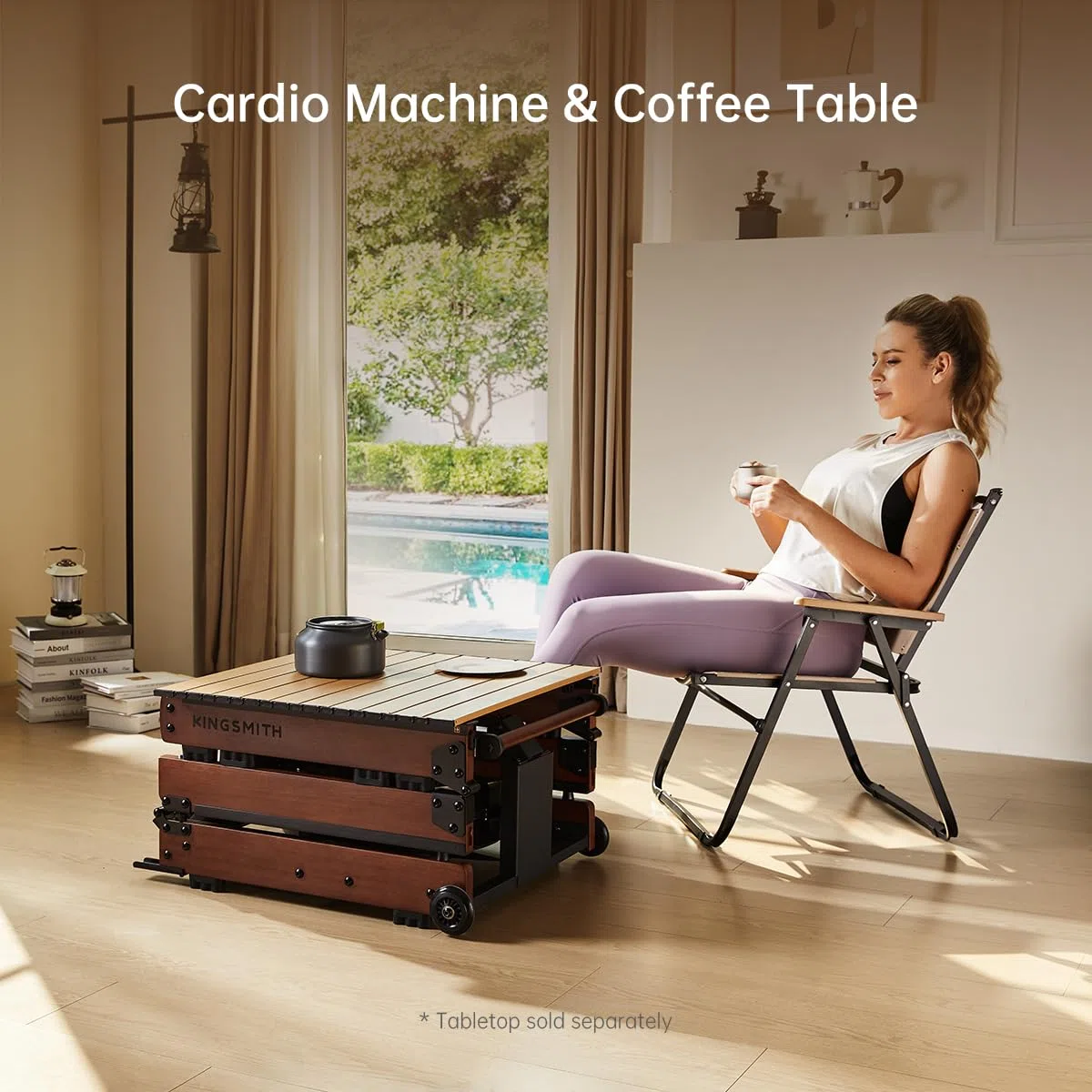 Vogatore Professionale per Casa, Vogatore ad Acqua Tripla Pieghevole con Regolazione di 5 Livelli, Capacità di Peso 180KG con Monitor a LED, Compatibile con l'app Noce