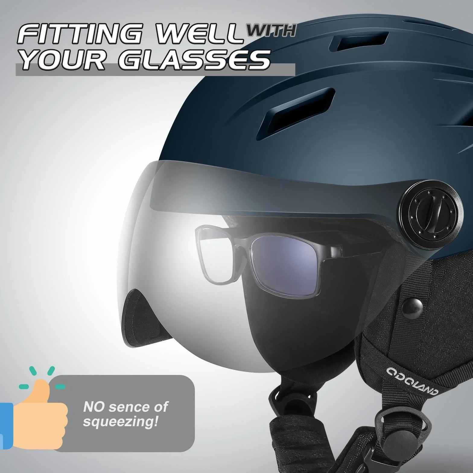 Odoland Casco da Sci Integrale con Visiera, Casco Sportivo per Uomo e Donne, Casco da Snowboard con Maschera UV 400 Proteczione e Antivento, Casco per Sport Invernali