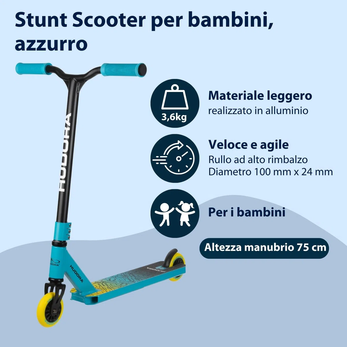 Hudora Stuntscooter - Stunt - Monopattino per Bambini, Colore: Verde Unisex Bambini