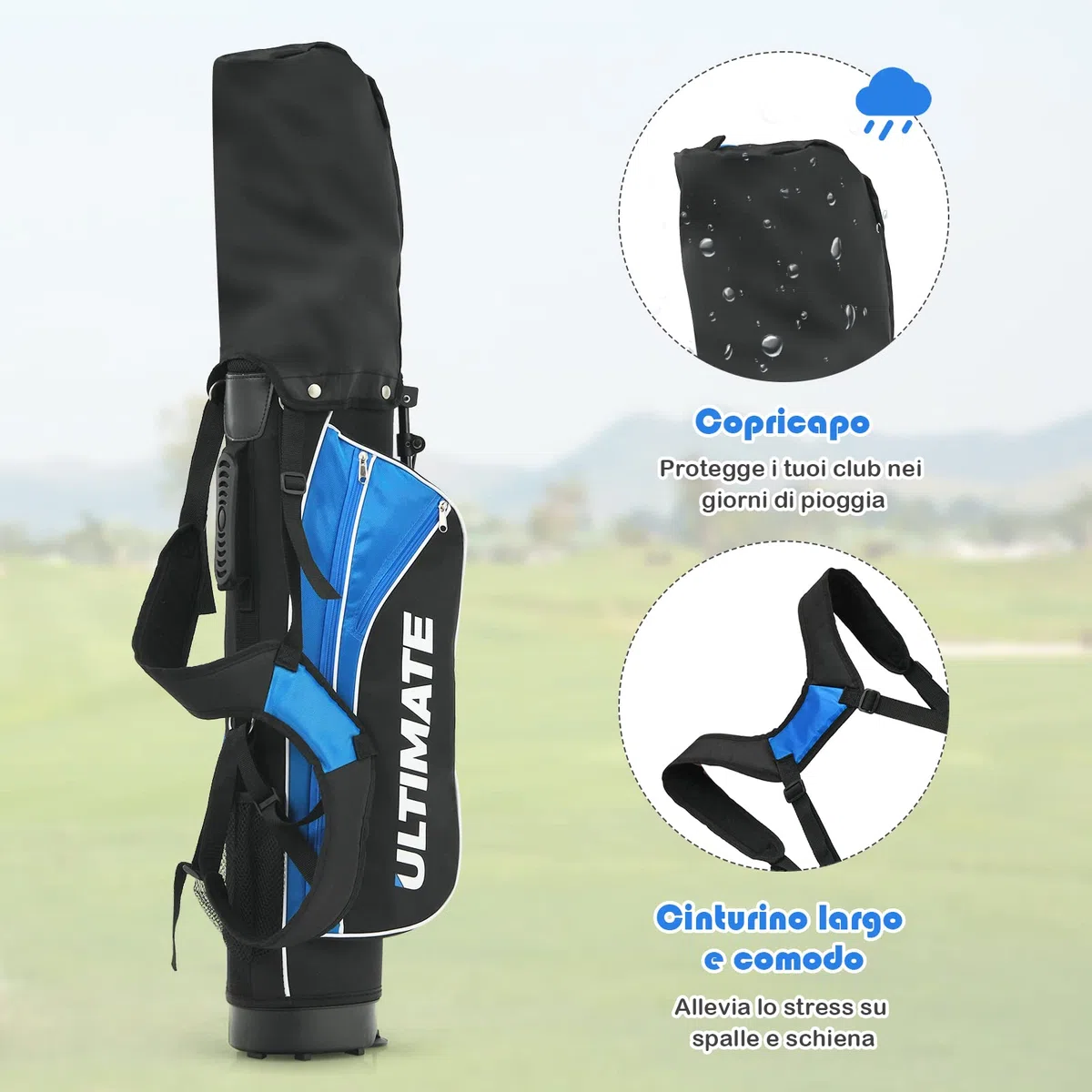 COSTWAY Set di Mazze da Golf per Bambini 11-13 Anni, con Legno da Fairway 3, Ferri 7 e 9, Putter, Coprimazze e Sacca da Golf, per Bambini e Bambine Destrimani