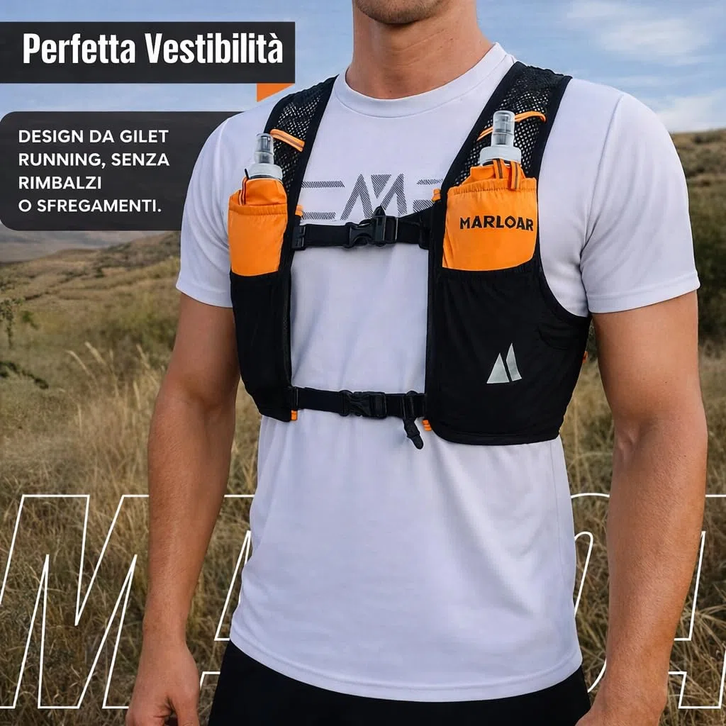 Zaino Trail Running con 2 Soft Flask – Gilet Idratazione Ultraleggero e Traspirante per Corsa, Trail ed Escursionismo – Vestibilità Stabile