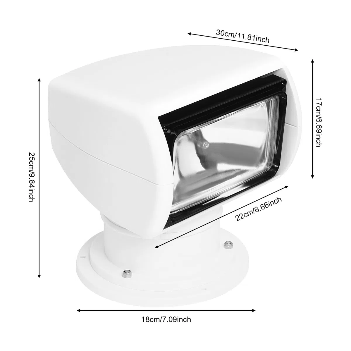Faro di ricerca telecomandato, IP66, impermeabile, 100 W, per barche, fanali per barche, con base solida, distanza di illuminazione 800 m, per navi notturne, pattuglie marine