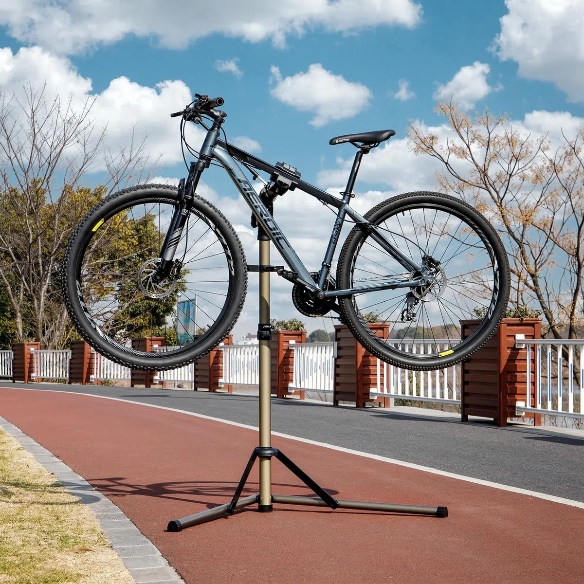 CXWXC Supporto per Manutenzione Bici, Cavalletto per Riparazione e-Bike fino a 36kg, Regolabile in Altezza, Pieghevole e Girevole a 360° per MTB, Bici da Corsa, e-Bike