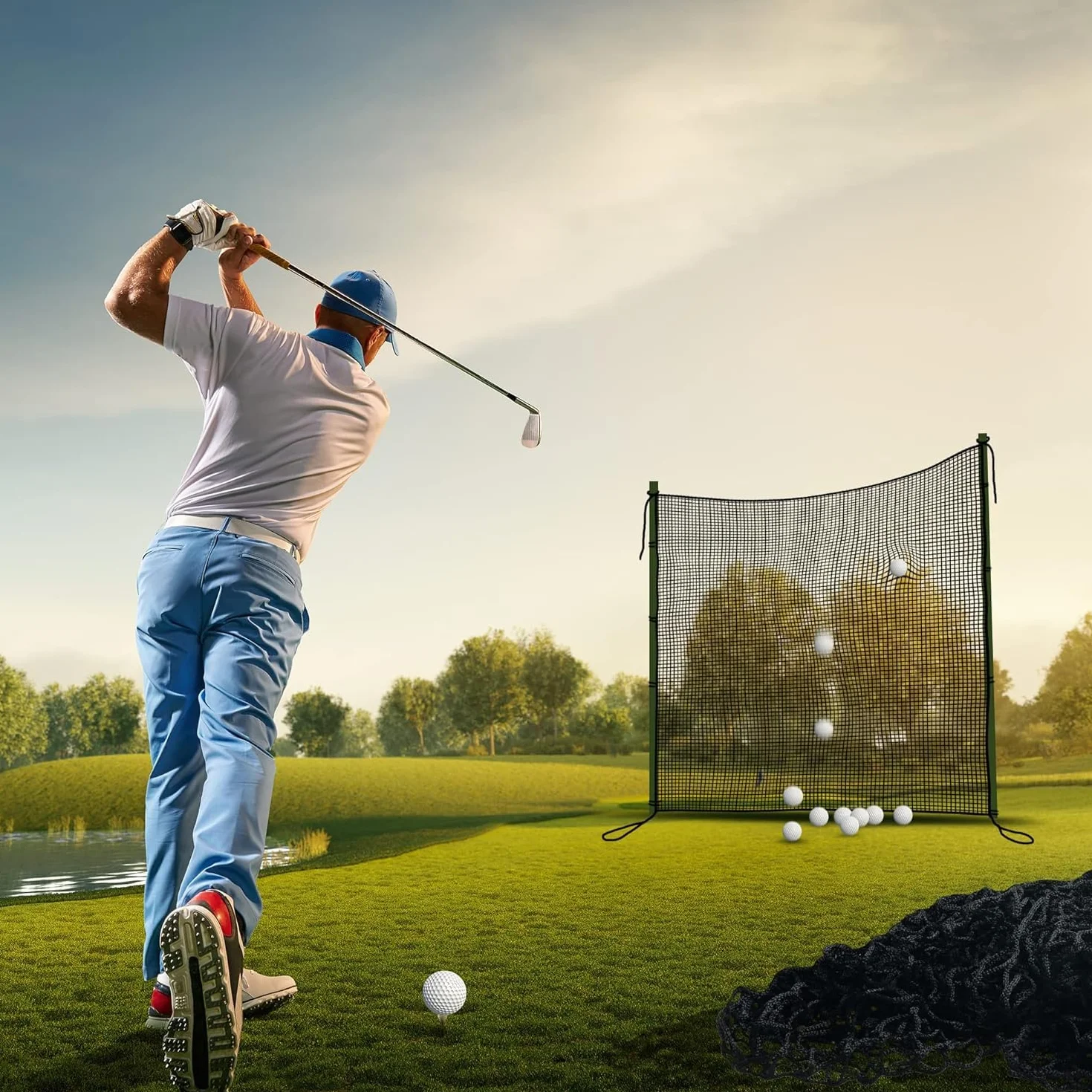 Rete da Golf 3x6M Nero Poliestere | Rete di Allenamento Resistente per Driving Range & Giardino | Installazione Rapida, Antistrappo e UV-Resistente