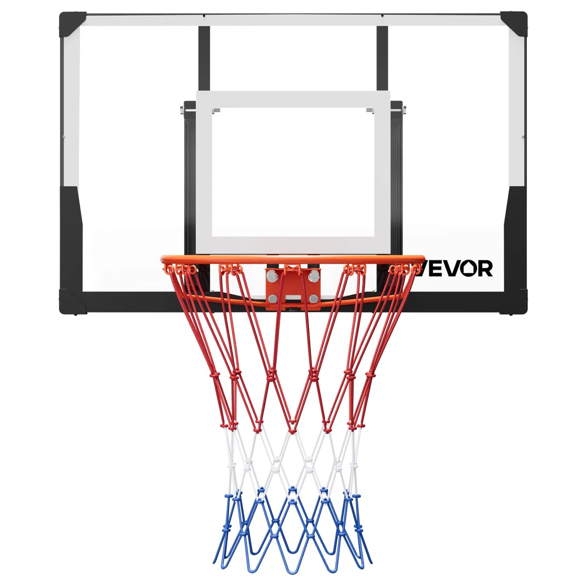 VEVOR Canestro Basket Esterno Interno con Tabellone in PC da 1117,6 mm e Tabellone con Spessore di 2 mm, Rete in Nylon Intrecciato Spesso, Canestro da Basket Peso di 10 kg Professionale e Divertente