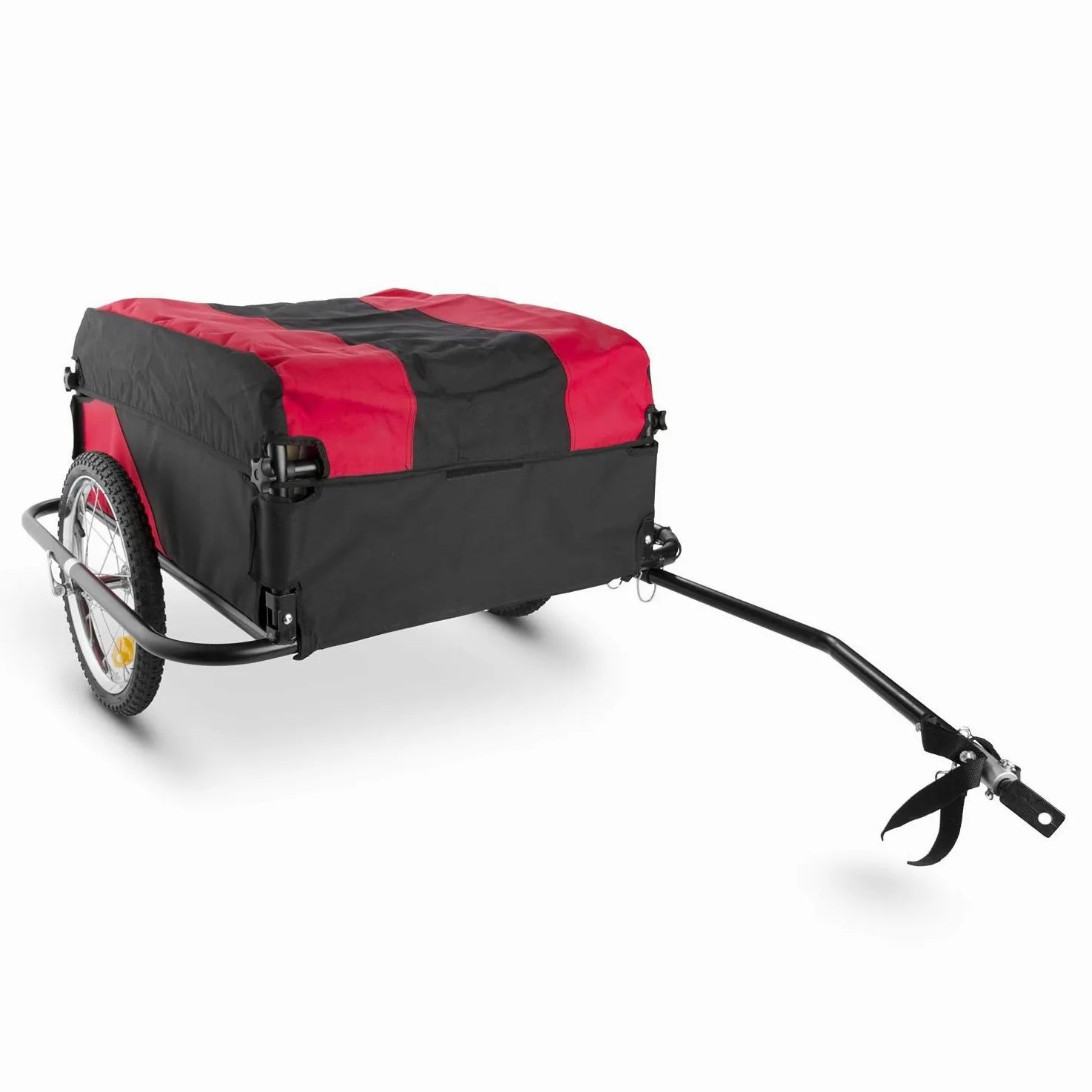 Duramaxx Mountee - Rimorchio Bici, Cargo Bike, Carrello Bici 130 L, 60kg, Camera d'Aria con Valvola Automatica, Copertura in Nylon, Pneumatico da 16", Raggi in Acciaio, Pieghevole, Rosso