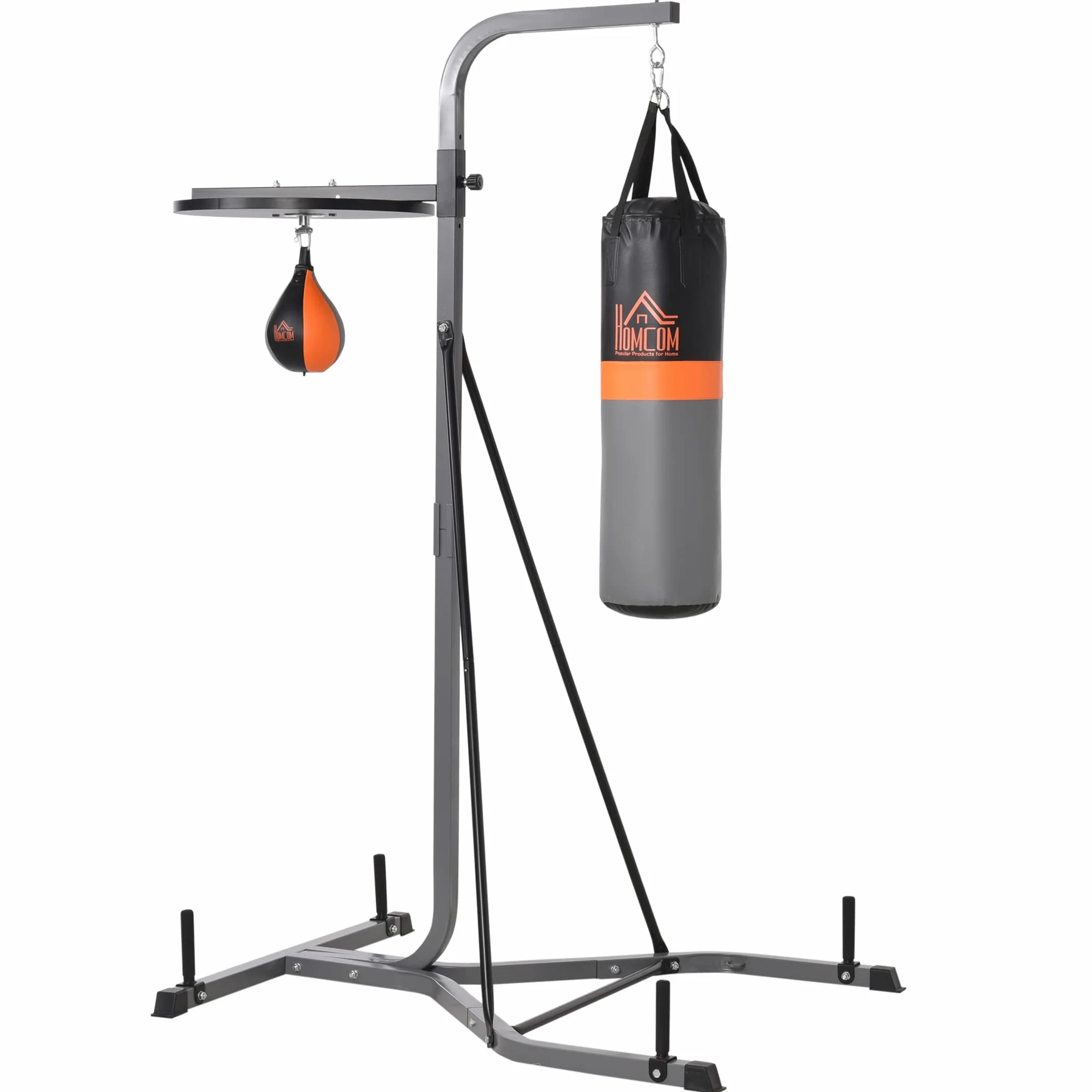 HOMCOM Stazione Multiuso Regolabile con Sacco da Boxe 20kg e Punching Ball per Allenamento Pugilato