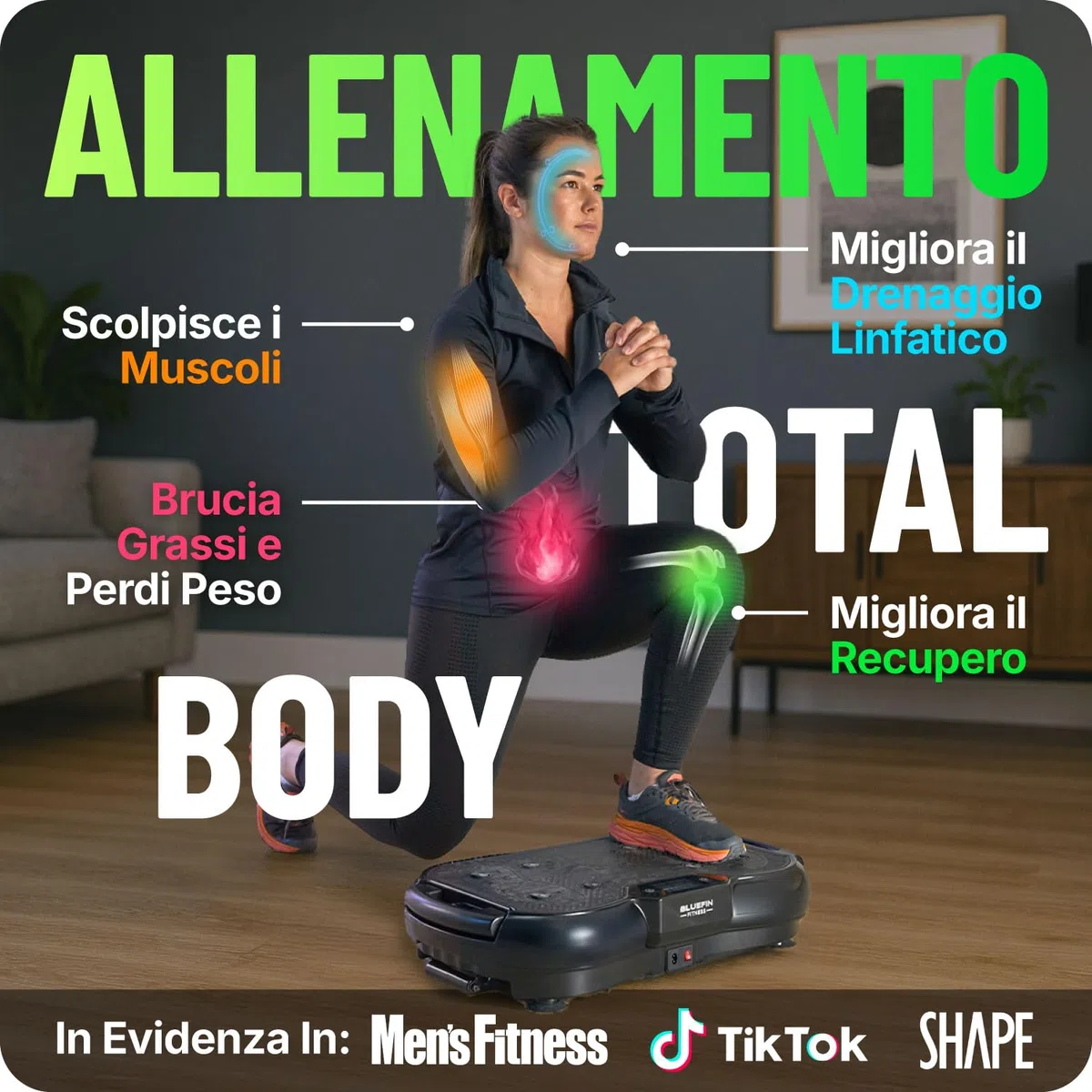 Bluefin Fitness Pedana Vibrante l'allenamento di tutto il corpo Macchina per l’esercizio fisico con le vibrazioni