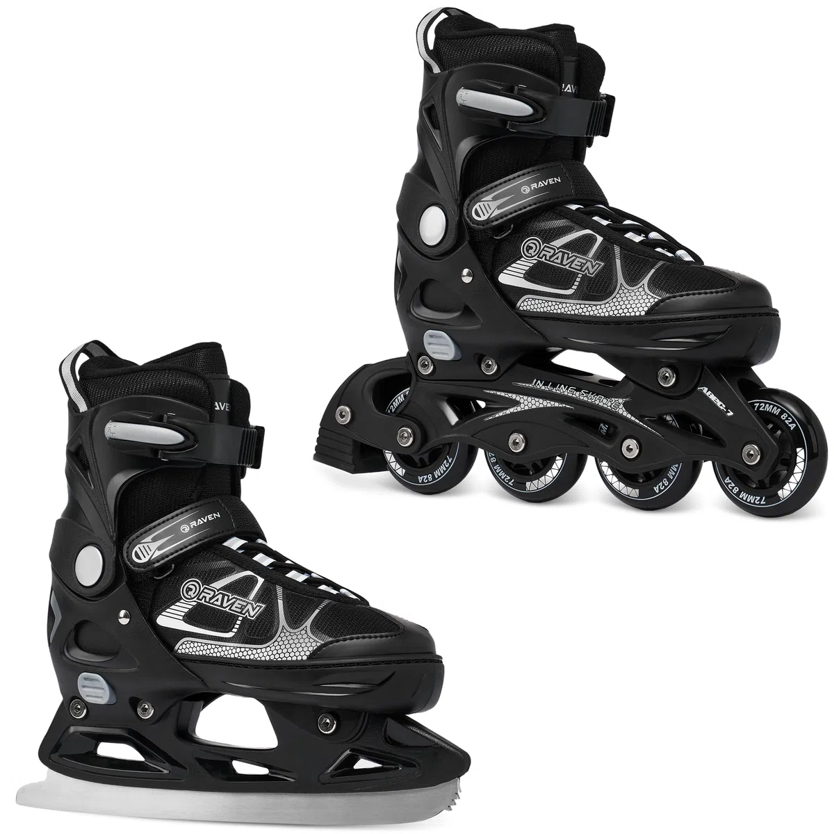RAVEN 2in1 Pattini da ghiaccio Pattini in linea Inline Skates per bambini e adulti regolabili