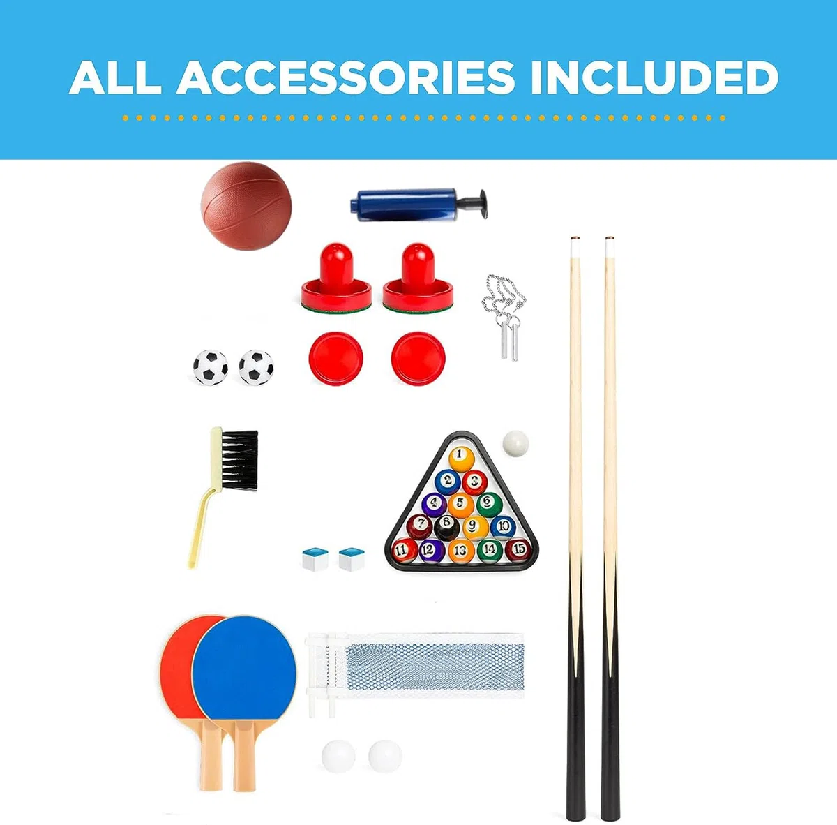 5 IN 1 Tavolo da gioco multifunzione, tavolo da gioco sportivo combinato per bambini Tavolo da biliardo,biliardino,ping pong,air hockey e pallacanestro con tutti gli accessori Grande regalo per