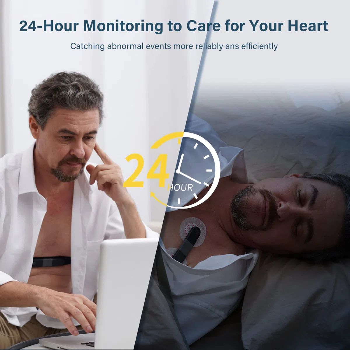 Wellue Monitor ECG, registratore Holter professionale con report di analisi AI-ECG, registrazione ECG 24 ore su 24, software di supporto per PC, stampa ECG PDF, cardiofrequenzimetro per uso domestico