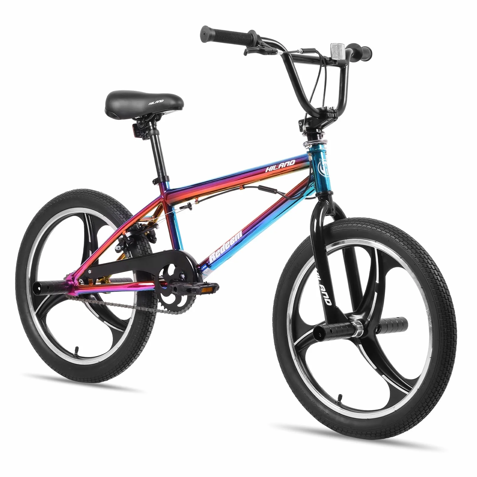 HILAND BMX Bicicletta per bambini da 20 pollici,3 razze, Per bambini e bambine di 7 anni e più，rotore a 361 gradi, freestyle,pedane single speed per bambini,Colorato