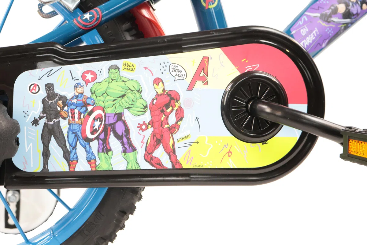 Denver Bike Bicicletta Bambino 14 Pollici Licensed Avengers, 3-5 Anni, Rotelle Removibili, Freni Caliper Anteriore/Posteriore, Telaio Acciaio, Ruote Gonfiabili, Borraccia e Scudo