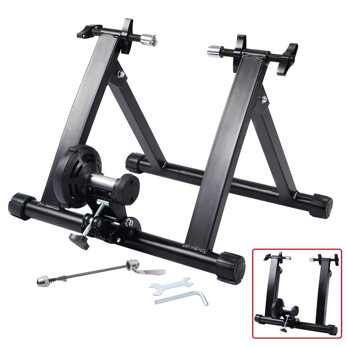 COSTWAY Rullo per Allenamento Bici, Addestramento Bicicletta a Casa, Pieghevole e Regolabile, Carica Max 150kg, Nero