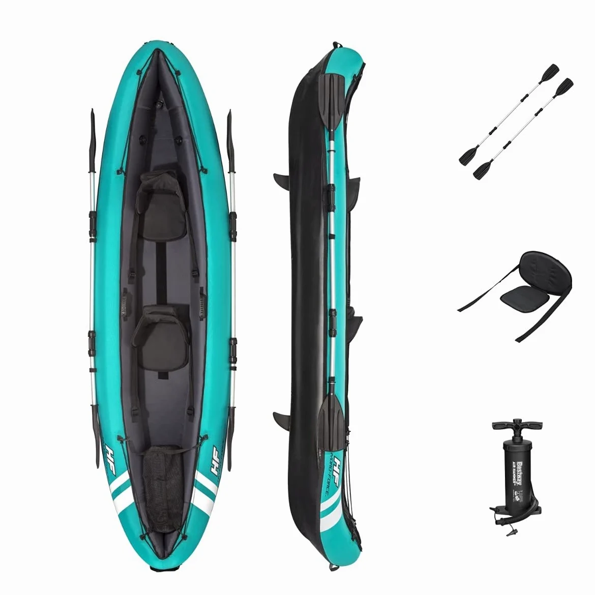 Bestway Hydroforce Ventura Kayak 2 Persone Set Gonfiabile Barca Set con Pompa a Mano, pagaia e Custodia