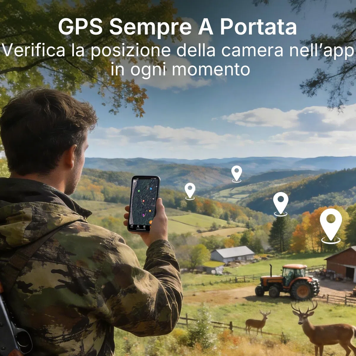 GardePro X70 Pro Fototrappola WiFi 4G LTE con Streaming Live e GPS, Batteria Ricaricabile da 7800 mAh, Scheda SD da 64 GB, 48MP 1296P Fototrappola Notturna, IP66 Foto Trappola per Animali