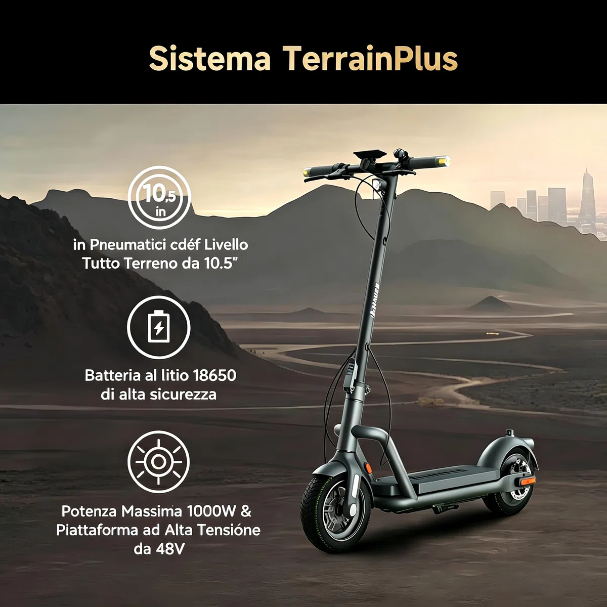 NAVEE N65i Monopattino Elettrico, Autonomia 65km, 3 Modalità di Guida, Pneumatici Tubeless 10,5", Pieghevole, IPX5, 24% Pendenza