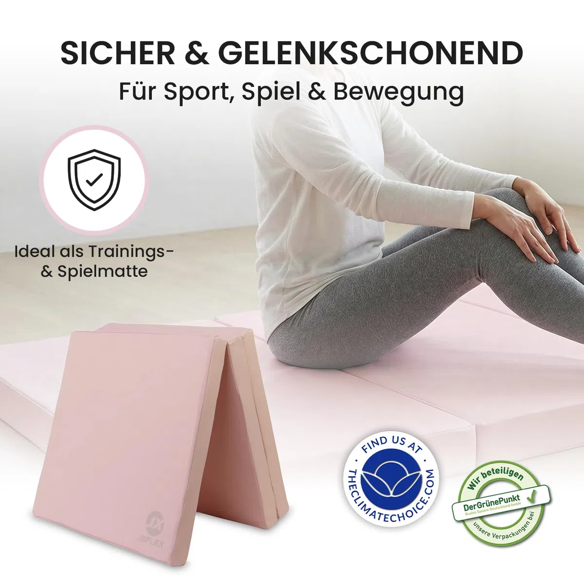 Jeflex - Tappetino pieghevole per pavimenti morbidi, 180 x 60 x 6 cm, prodotto in Germania/tappetino da ginnastica/fitness salvaspazio/tappetino da gioco per cameretta dei bambini
