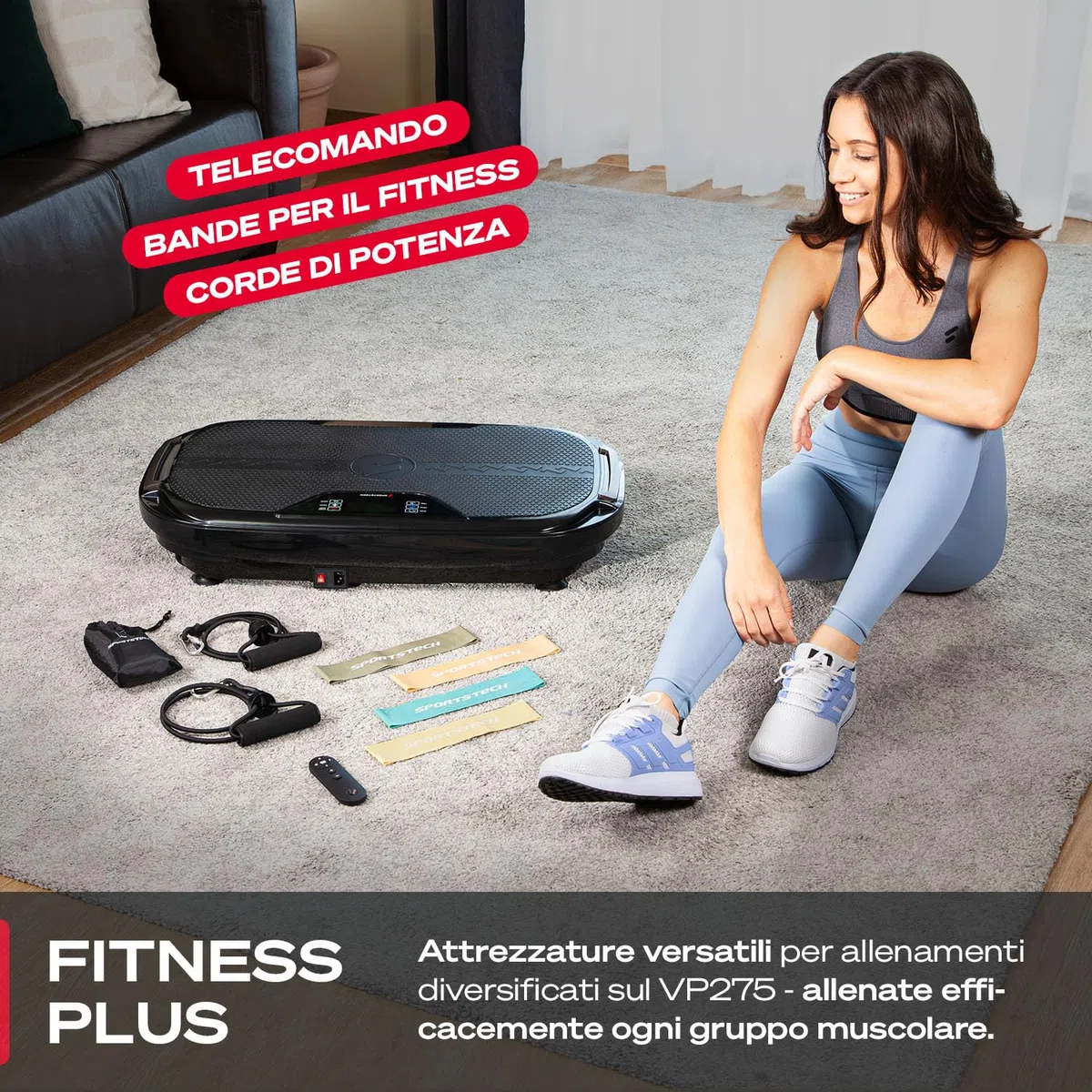 Sportstech VP275 – Piastra vibrante per la casa – 99 livelli di allenamento – Marchio di qualità tedesco – Fitness Training – Brucia i grassi e costruzione muscolare – Design antiscivolo 3D – App STL
