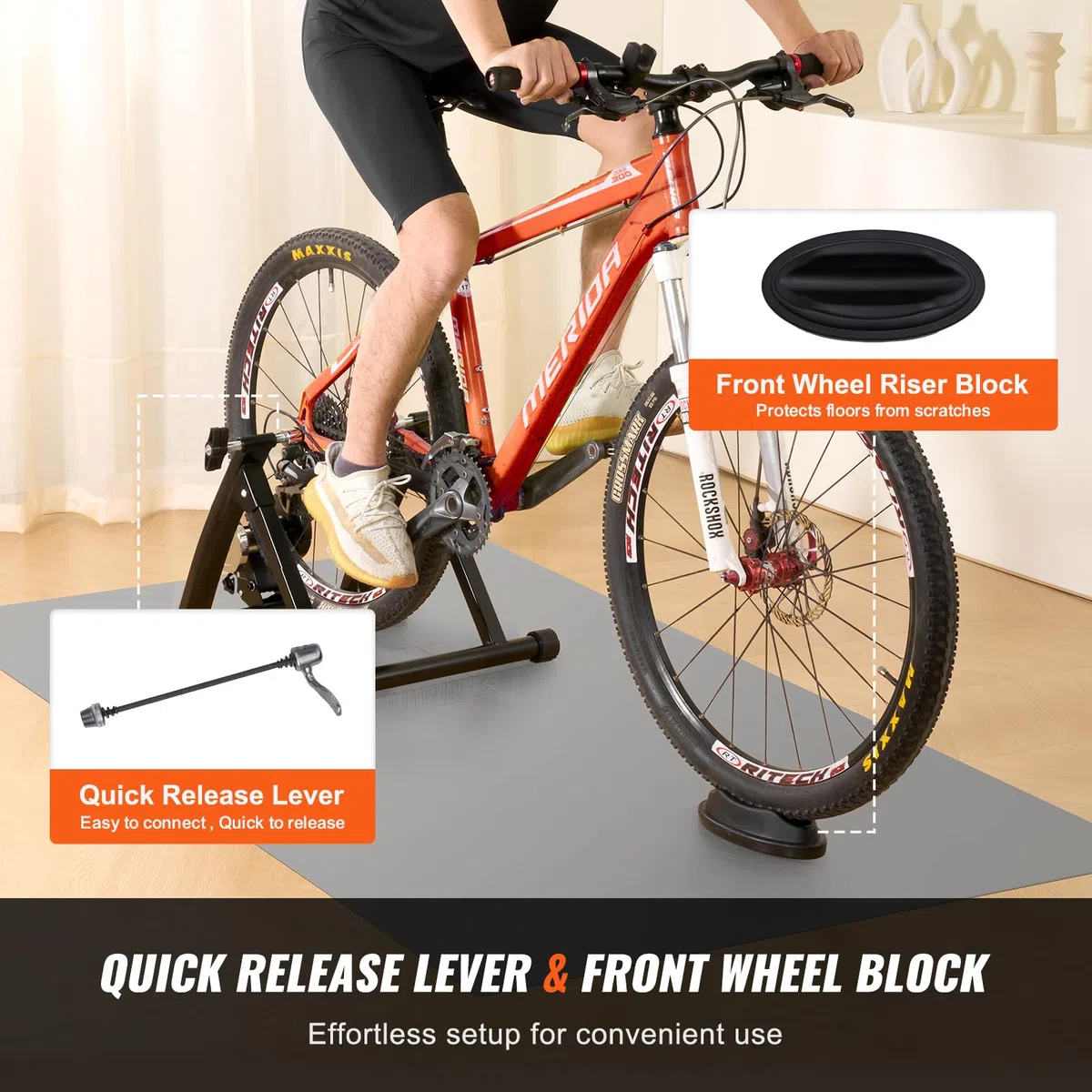 VEVOR Supporto per Cyclette, Supporto Magnetico per Cyclette per Ruote da 26-29 Pollici, Motore a Volano con Riduzione del Rumore, Bicicletta Portatile per Esercizi di Ciclismo Indoor